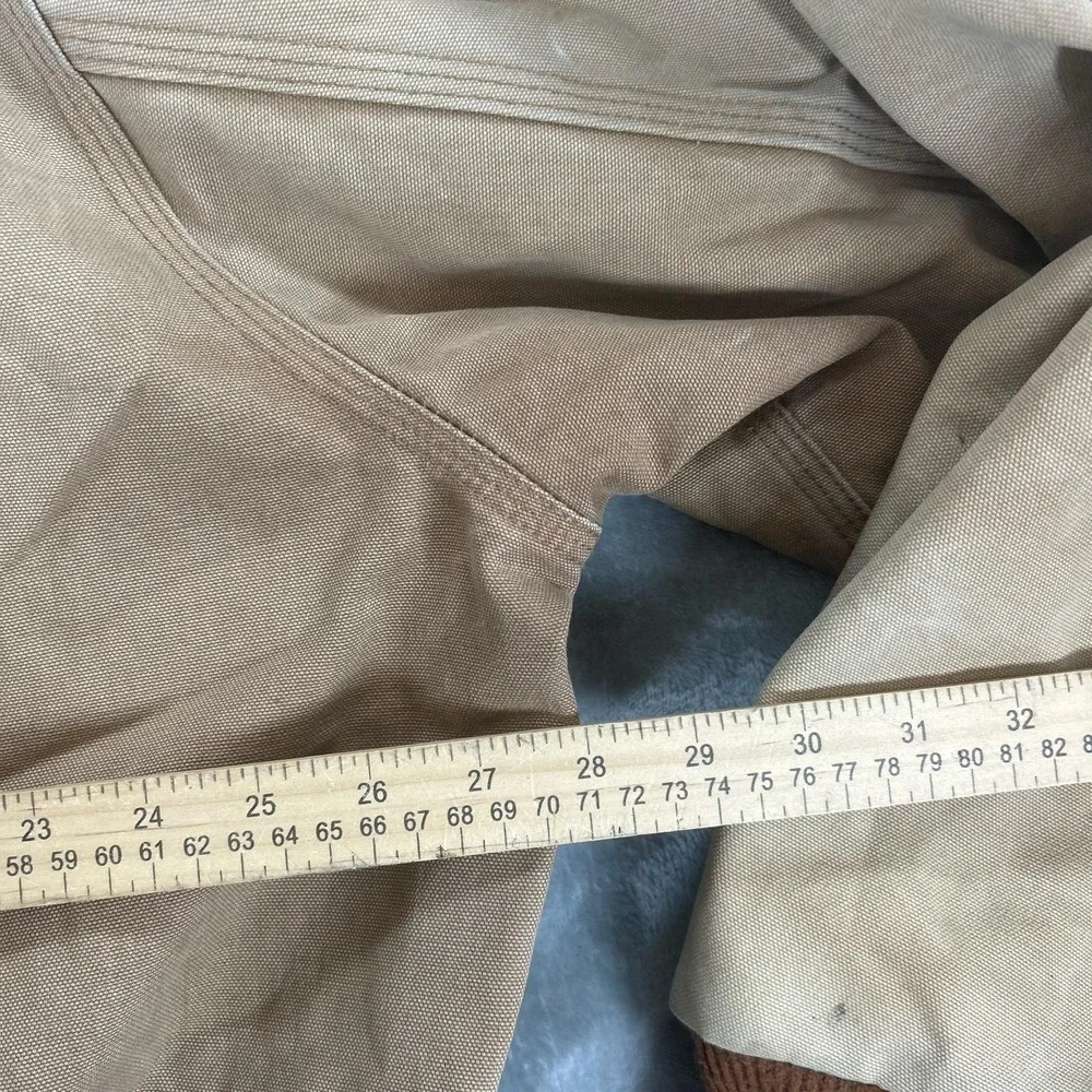 Vintage Carhartt Jacket Mens 2XL Beige Canvas Hooded Full Zip Workwear USA